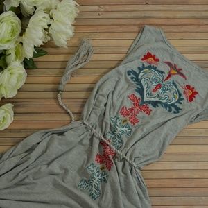 Caite Sleeveless Embroidered Sharkbite Dress